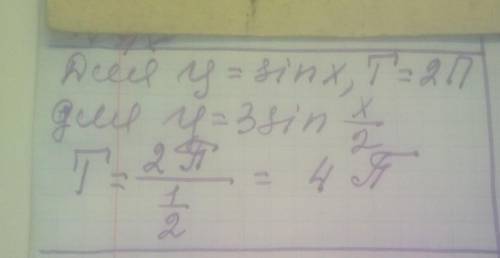 Найти наименьший положительный период функции Y=3sinx/2