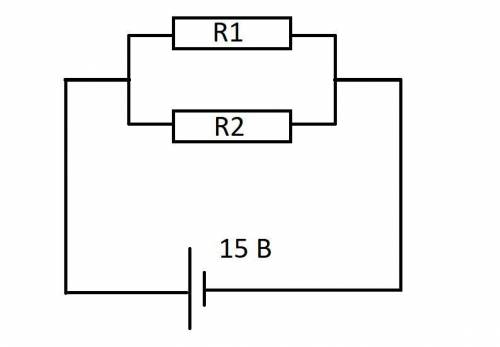 Два резистора сопротивлением 1.5 Ом и 3 Ом соединены параллельно и подключены к батареи с напряжение