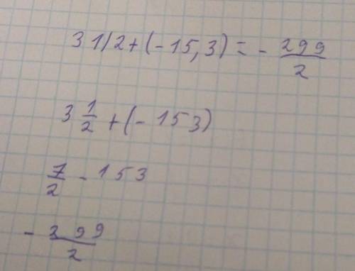 3 1/2+(−15,3)= (десятичная дробь).