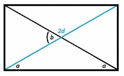 знайдіть площу прямокутника якщо його діагональ дорівнює 2d і утворює зі стороною кут a ДО ТЬ БУДЬ Л