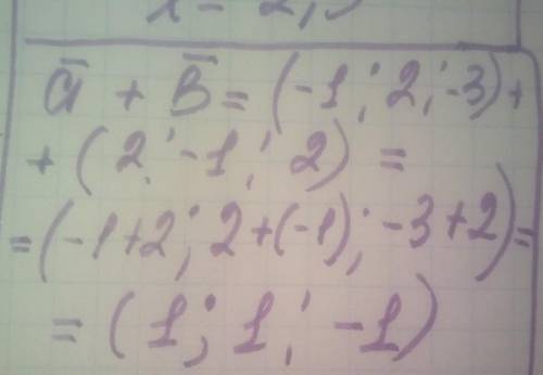 Знайдіть координати вектора а + в, якщо а (-1;2; -3), в (2; -1; 2 ) ​