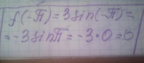 1. Дана функция f(x)=3 sinx. Найдите f(-π);f (0).​