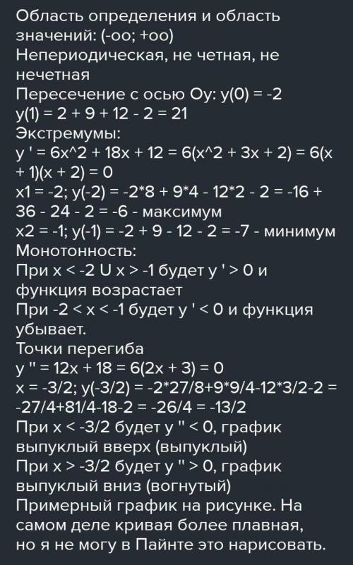 Постройте график функции: 1) y=x^3-x-2 2) y=-2x^3+12x^2-18x