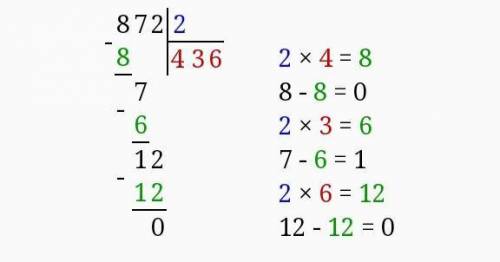 Как решить столбиком пример 872:2
