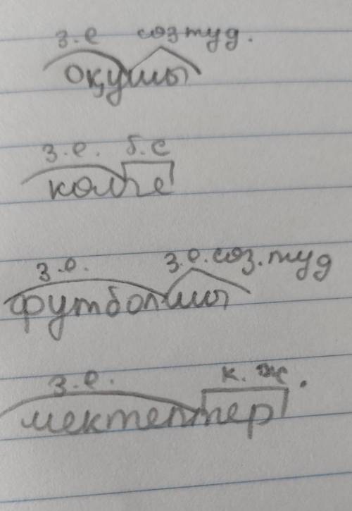 Сөздерді сөз құрамына талда:оқушы, көлге, футболшы, мектептер​