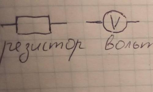 (от ) Нарисуйте схематическое обозначение элементов электрической цепи a. Резистор b. Вольтметр c.