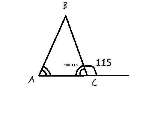 Один из внешних углов равнобедренного треугольника равен 115°. Найдите углы треугольника.​