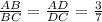 \frac{AB}{BC} = \frac{AD}{DC} = \frac{3}{7}