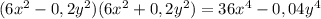 (6x^{2}-0,2y^{2})(6x^{2}+0,2y^{2})=36x^{4}-0,04y^{4}
