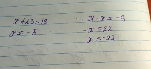 5. Решите уравнение:1) x+ 23 = 18; 2) -31 – х = -9CTI​