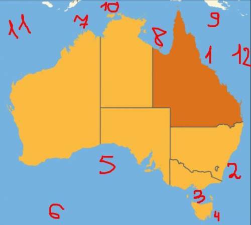 Покажите объекты береговой линии на материнке австралия ​