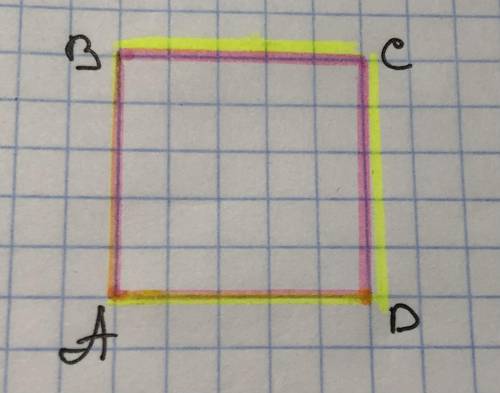 Начерти прямоугольник, периметр которого равен периметру квадрата