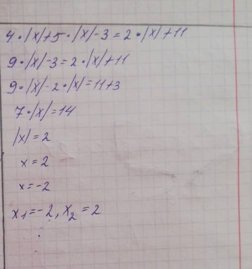 Как решить 4|х|+5|х|-3=2|х|+11​