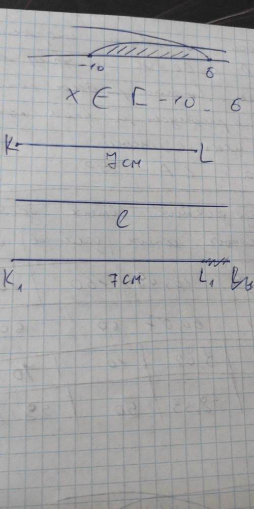 Длина отрезка KL равна 7 см. Изобразите точки K1 и L1 которые симметричны точкам K и Lотносительно п