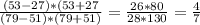 \frac{(53-27)*(53+27}{(79-51)*(79+51)}=\frac{26*80}{28*130} =\frac{4}{7}