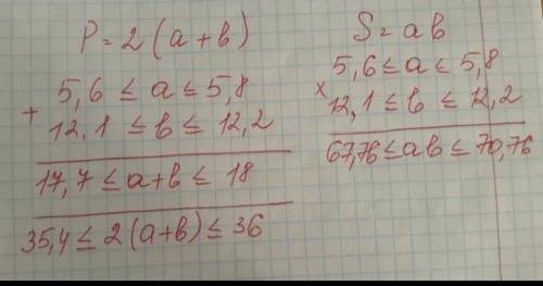 помагати Оцините перимитр и площадь прямоугольника со сторонами a см b смгде 5,6 <a<5,8 2,1 &l