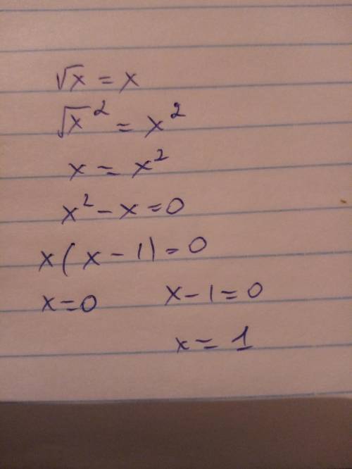 √x=x розвяжіть рівняння, (тема функція √у=√х !