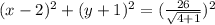 (x-2)^2+(y+1)^2= (\frac{26}{\sqrt{4+1}})^2