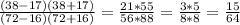 \frac{(38-17)(38+17)}{(72-16)(72+16)}=\frac{21*55}{56*88} =\frac{3*5}{8*8}=\frac{15}{64}