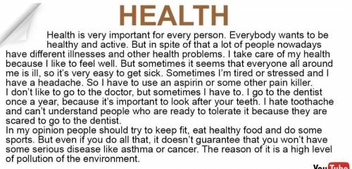 Write about health. Follow these tips for writing.  Write a postcard for about 30-40 words Follow