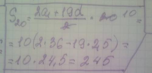 Найдите сумму двенадцати первых членов арифметической прогрессии если a1=36 d=-2,5​