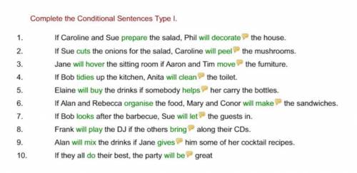 1. If Caroline and Sue (prepare)the salad, Phil (decorate)the house. 2. If Sue (cut)the onions for t