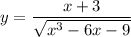 \displaystyle y=\frac{x+3}{\sqrt{x^{3} -6x-9} }