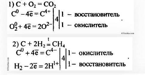2 уравнения реакций окисления и восстановления углерода