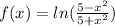 f(x) = ln( \frac{5 - {x}^{2} }{5 + {x}^{2} } ) \\