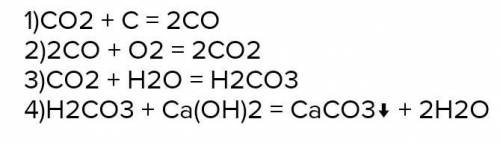 C-CO-CO2-H2CO3-CaCO3 Решение с названиями элементов