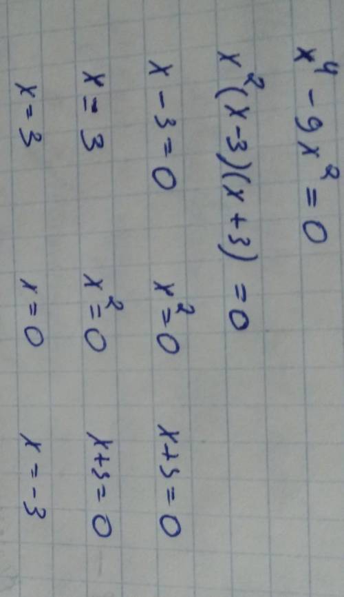 Решить уравнение x^4-9x^2=0