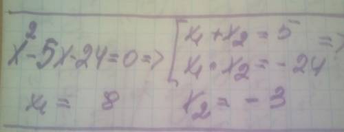 X^2-5x-24=0. По теореме Виэта