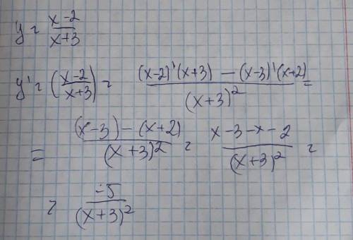 Знайти похідну функції у = х−2 х+3