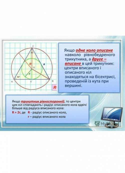 Де знаходиться центр описаного кола навколо трикутника ? люди ​
