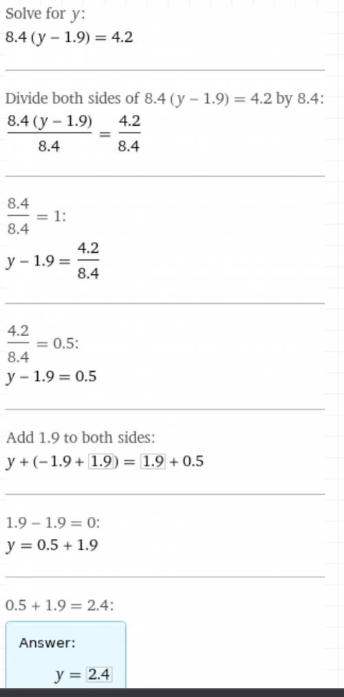 До iть розв'язати рiвняння8, 4(y-1,9)=4,2​