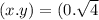 (x.y) = (0 . \sqrt{4}