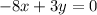 - 8x + 3y = 0