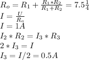 R_{o}=R_{1} + \frac{R_{1}*R_{{2}}}{R_{1}+R_{2}} = 7.5 Ом\\I=\frac{U}{R_{o}}\\I=1 A\\I_{2}*R_{2}=I_{3}*R_{3}\\2*I_{3}=I\\I_{3}=I/2=0.5A