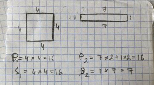 Сделайте рисунок, опровергающий утверждение:если два прямоугольника имеют равные периметры, то они я