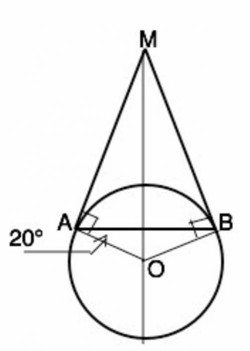 из точки m к окружности с центром o проведены касательные ma и mb найдите расстояние между точками к