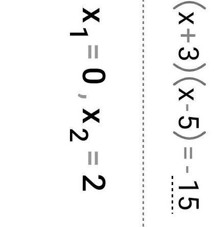 Знайти добуток коренів рівняння ( х + 3 )( х - 5) = -15