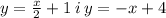 y = \frac{x}{2} + 1 \: i \: y = - x + 4