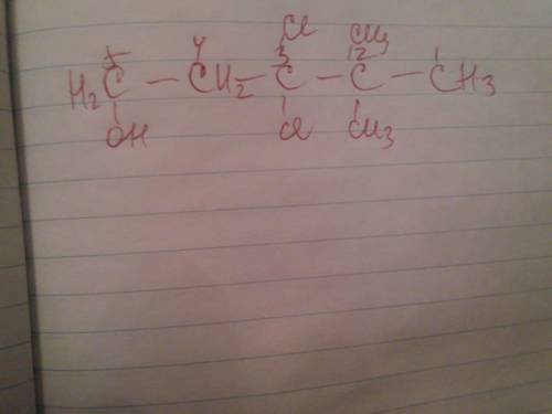 Напишите структурную формулу 2,2 диметил-3,3-дихлорпентанол-5
