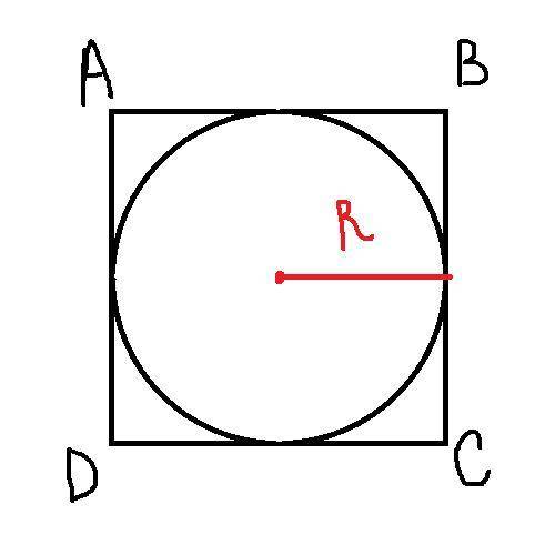 Квадрат вписан в окружность, радиус которого равен R. Чему равна площадь квадрата? С объяснением