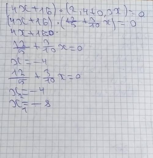 (4x+16)×(2,4+0,3x)=0