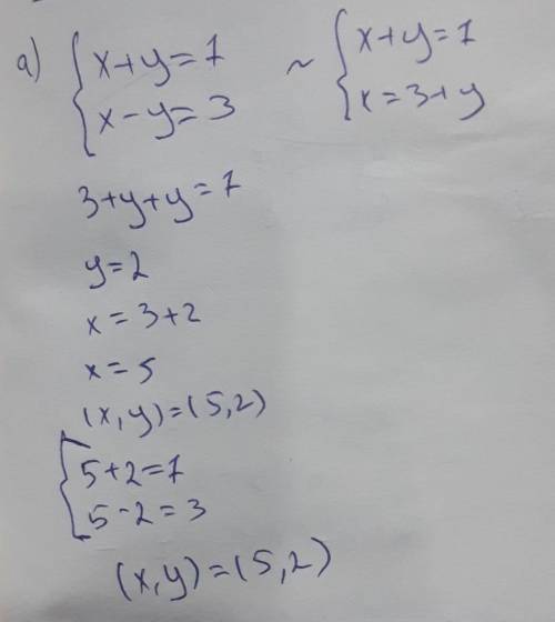 Розв'яжіть додавання систему рівнянь а) {x+y=7 x-y=3б) {x+2y=18 -x+3y=2​