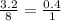 \frac{3.2}{8 } = \frac{0.4}{1}