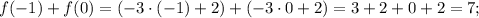 f(-1)+f(0)=(-3 \cdot (-1)+2)+(-3 \cdot 0+2)=3+2+0+2=7;