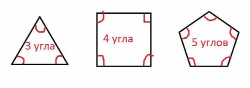 Начерти три многоугольника чтобы в первом были 3 угла , во втором 4 угла , в третьем 5 углов.​