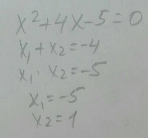 Розв'яжіть рівняння х²+4х-5=0​